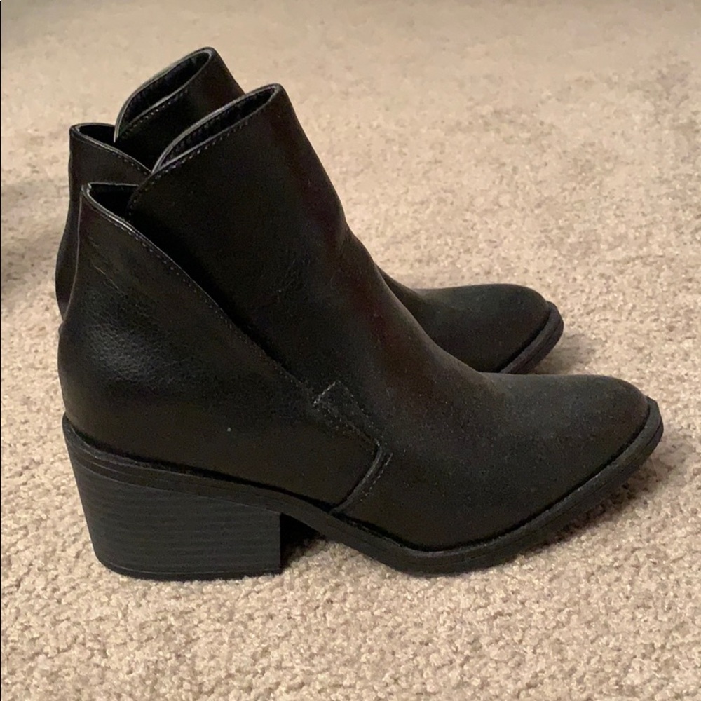 Black leather ankle booties